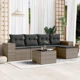 Set de muebles de jardín 6 pzas y cojines ratán sintético gris en Conjuntos de jardín | Comprar online en Foru.es
