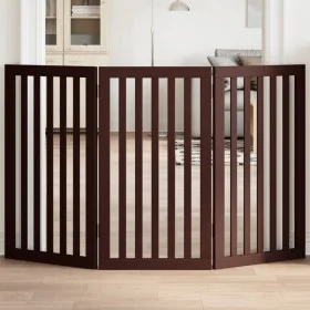 Puerta para perros plegable 3 paneles madera álamo marrón 150cm de , Casetas y cercados para perros - Ref: Foro24-352262, Pre...