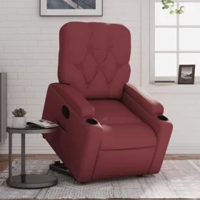 Sillón reclinable elevable cuero artificial rojo tinto de , Sillones - Ref: Foro24-3204776, Precio: 283,72 €, Descuento: %