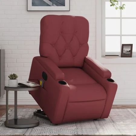 Sillón de masaje elevable eléctrico cuero artificial rojo tinto de , Sillones - Ref: Foro24-3204797, Precio: 320,49 €, Descue...