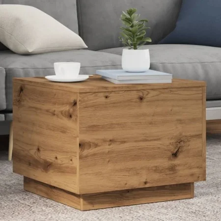Artisan oak coffee table with LED lights 50x50x40 cm by , Coffee table - Ref: Foro24-857721, Price: 69,79 €, Discount: %