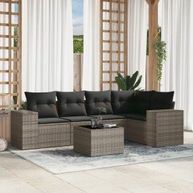 Set de muebles de jardín 6 pzas y cojines ratán sintético gris en Conjuntos de jardín | Comprar online en Foru.es