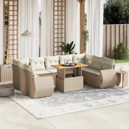 Juego de sofás jardín con cojines beige 10 pzas ratán sintético de , Conjuntos de jardín - Ref: Foro24-3272339, Precio: 714,9...