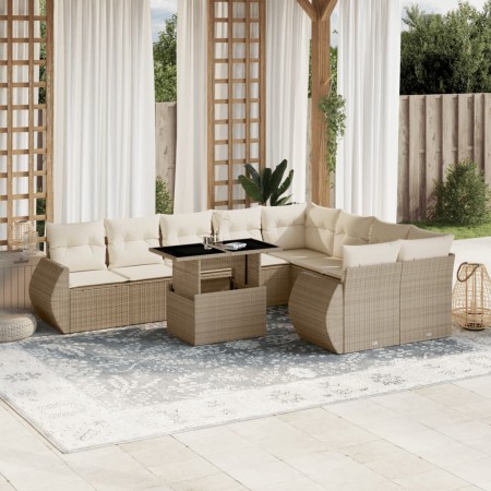 Juego de sofás jardín con cojines beige 10 pzas ratán sintético de , Conjuntos de jardín - Ref: Foro24-3268758, Precio: 782,5...