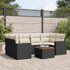 Set de comedor de jardín 7 pzas y cojines ratán sintético negro de , Conjuntos de jardín - Ref: Foro24-3256350, Precio: 446,7...