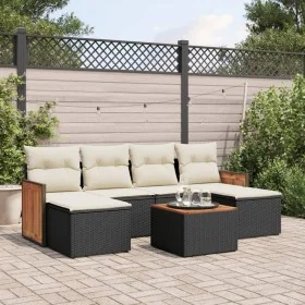 Garten-Essgruppe 7-teilig mit schwarzen Polstern aus synthetischem Rattan. von , Gartensets - Ref: Foro24-3260306, Preis: 398...