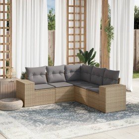 Juego de sofás jardín con cojines 5 pzas ratán sintético beige en Conjuntos de jardín | Comprar online en Foru.es