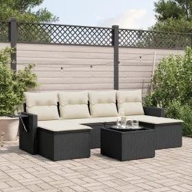 Set de comedor de jardín 7 pzas y cojines ratán sintético negro de , Conjuntos de jardín - Ref: Foro24-3252863, Precio: 403,6...