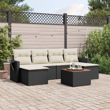 Set de comedor de jardín 7 pzas y cojines ratán sintético negro de , Conjuntos de jardín - Ref: Foro24-3257015, Precio: 397,5...