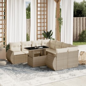 Set de sofás de jardín 9 pzas con cojines ratán sintético beige de , Conjuntos de jardín - Ref: Foro24-3268428, Precio: 676,6...