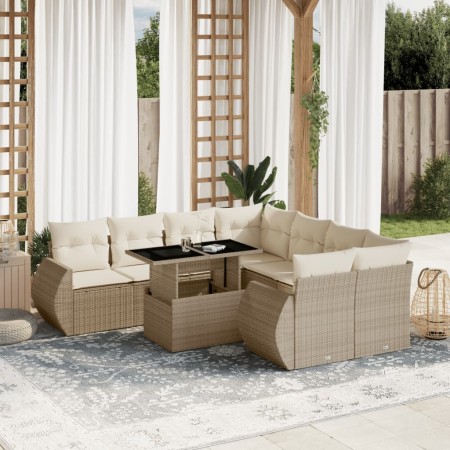 Set de sofás de jardín 9 pzas con cojines ratán sintético beige de , Conjuntos de jardín - Ref: Foro24-3268428, Precio: 676,6...