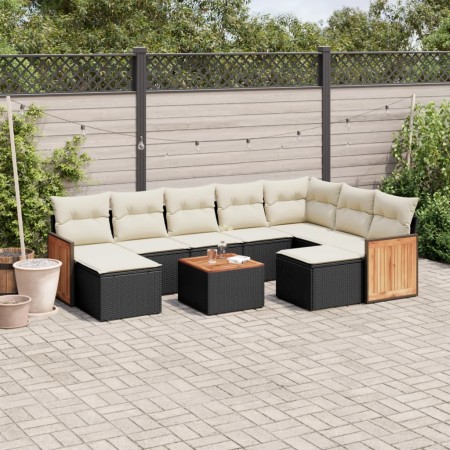 Set de sofás de jardín 10 pzas cojines ratán sintético negro de , Conjuntos de jardín - Ref: Foro24-3260628, Precio: 568,55 €...