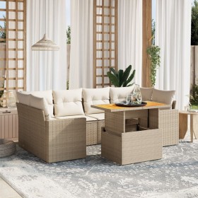 Set sofás de jardín 7 piezas y cojines ratán sintético beige de , Conjuntos de jardín - Ref: Foro24-3271212, Precio: 515,54 €...