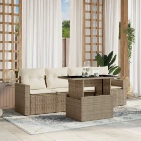 Juego de sofás jardín con cojines 5 pzas ratán sintético beige de , Conjuntos de jardín - Ref: Foro24-3267098, Precio: 383,86...