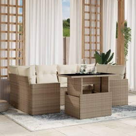 Set sofás de jardín 7 piezas y cojines ratán sintético beige de , Conjuntos de jardín - Ref: Foro24-3267128, Precio: 521,93 €...
