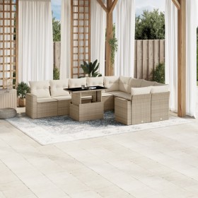 Juego de sofás jardín con cojines beige 10 pzas ratán sintético de , Conjuntos de jardín - Ref: Foro24-3267498, Precio: 689,5...