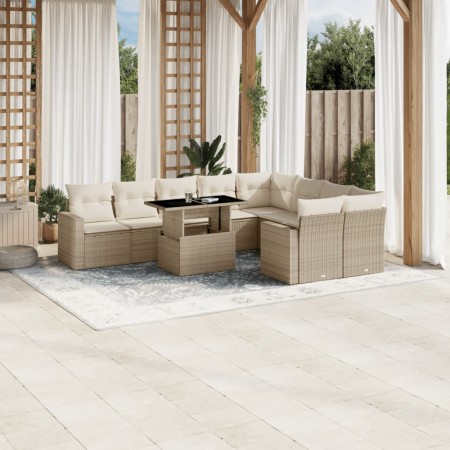 Juego de sofás jardín con cojines beige 10 pzas ratán sintético de , Conjuntos de jardín - Ref: Foro24-3267498, Precio: 689,5...