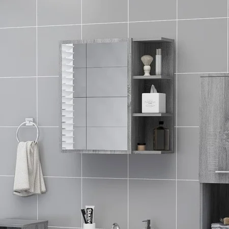 Armario y espejo baño contrachapada gris Sonoma 62,5x20,5x64 cm de , Tocadores de baño - Ref: Foro24-826352, Precio: 62,28 €,...