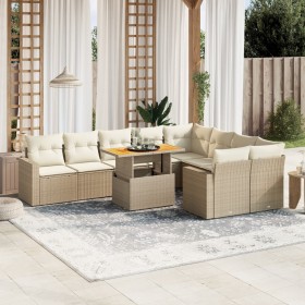 Juego de sofás jardín con cojines beige 10 pzas ratán sintético de , Conjuntos de jardín - Ref: Foro24-3271471, Precio: 679,6...