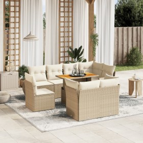 Set de sofás de jardín 9 pzas con cojines ratán sintético beige de , Conjuntos de jardín - Ref: Foro24-3272290, Precio: 773,1...