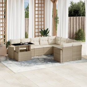 Juego de sofás jardín con cojines beige 10 pzas ratán sintético de , Conjuntos de jardín - Ref: Foro24-3267508, Precio: 689,5...