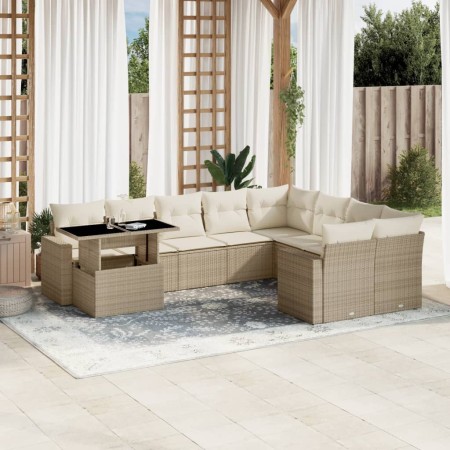 Juego de sofás jardín con cojines beige 10 pzas ratán sintético de , Conjuntos de jardín - Ref: Foro24-3267508, Precio: 689,5...