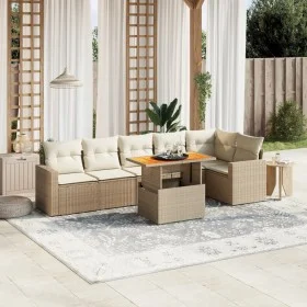 Set sofás de jardín 7 piezas y cojines ratán sintético beige de , Conjuntos de jardín - Ref: Foro24-3271324, Precio: 515,12 €...