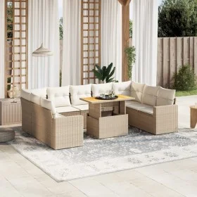 Juego de sofás jardín con cojines beige 10 pzas ratán sintético de , Conjuntos de jardín - Ref: Foro24-3271457, Precio: 706,4...