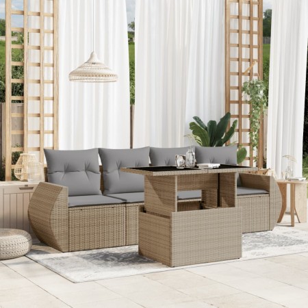 Juego de sofás jardín con cojines 5 pzas ratán sintético beige de , Conjuntos de jardín - Ref: Foro24-3268359, Precio: 361,77...