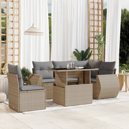 Juego de sofás jardín con cojines 6 pzas ratán sintético beige de , Conjuntos de jardín - Ref: Foro24-3268539, Precio: 442,04...
