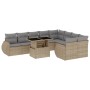 Juego de sofás jardín con cojines beige 10 pzas ratán sintético de , Conjuntos de jardín - Ref: Foro24-3268759, Precio: 700,3...