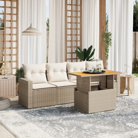 Juego de sofás jardín con cojines 5 pzas ratán sintético beige de , Conjuntos de jardín - Ref: Foro24-3271191, Precio: 352,70...