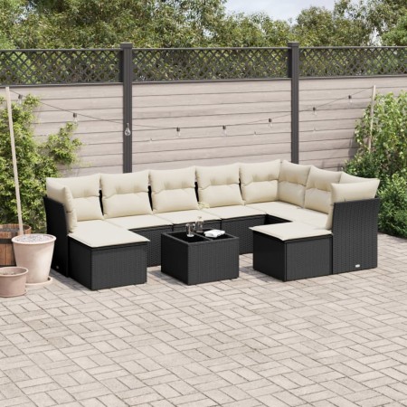 Set de sofás de jardín 10 pzas cojines ratán sintético negro de , Conjuntos de jardín - Ref: Foro24-3250415, Precio: 572,28 €...