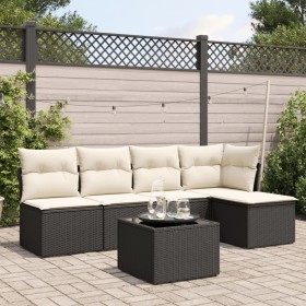Set de sofás de jardín 6 piezas y cojines ratán sintético negro de , Conjuntos de jardín - Ref: Foro24-3249365, Precio: 321,2...