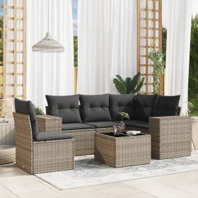 Set de muebles de jardín 6 pzas y cojines ratán sintético gris en Conjuntos de jardín | Comprar online en Foru.es