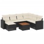 Set de sofás de jardín 8 piezas y cojines ratán sintético negro de , Conjuntos de jardín - Ref: Foro24-3256567, Precio: 463,5...