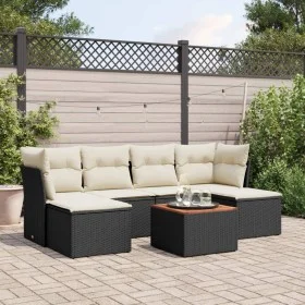 Set de comedor de jardín 7 pzas y cojines ratán sintético negro by , Garden sets - Ref: Foro24-3256098, Price: 382,11 €, Disc...