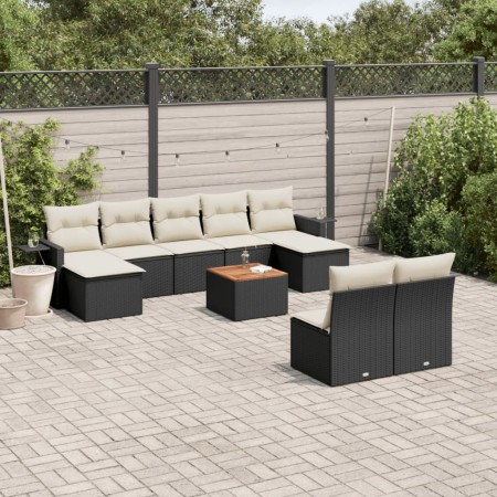 Set de sofás de jardín 10 pzas cojines ratán sintético negro de , Conjuntos de jardín - Ref: Foro24-3257092, Precio: 539,47 €...
