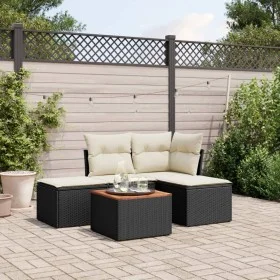Set de muebles de jardín 5 pzas y cojines ratán sintético negro de , Conjuntos de jardín - Ref: Foro24-3255916, Precio: 262,1...