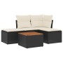 Set de muebles de jardín 5 pzas y cojines ratán sintético negro de , Conjuntos de jardín - Ref: Foro24-3255916, Precio: 264,9...