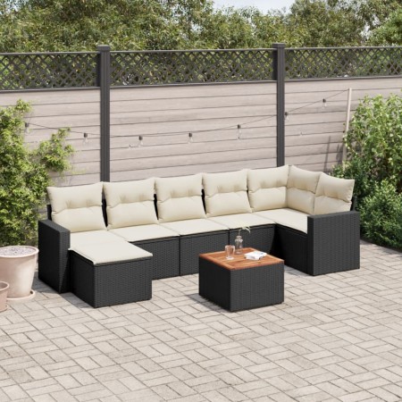 Set de sofás de jardín 8 piezas y cojines ratán sintético negro de , Conjuntos de jardín - Ref: Foro24-3256560, Precio: 463,5...