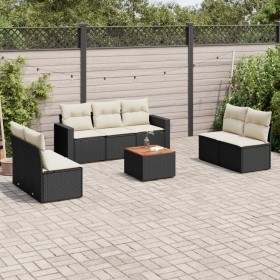 Set de sofás de jardín 8 piezas y cojines ratán sintético negro de , Conjuntos de jardín - Ref: Foro24-3256406, Precio: 446,5...
