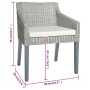 Sillas de comedor con cojines 2 unidades ratán natural gris en Sillas de comedor | Comprar online en Foru.es