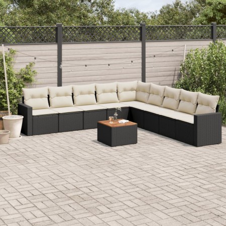 Set de sofás de jardín 10 pzas cojines ratán sintético negro de , Conjuntos de jardín - Ref: Foro24-3256497, Precio: 565,58 €...