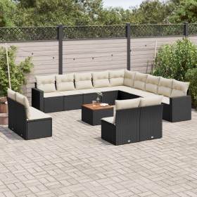 Set de sofás de jardín y cojines 14 pzas ratán sintético negro de , Conjuntos de jardín - Ref: Foro24-3256707, Precio: 799,10...