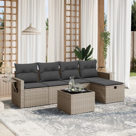 Set de muebles de jardín 6 pzas y cojines ratán sintético gris de , Conjuntos de jardín - Ref: Foro24-3263786, Precio: 344,77...