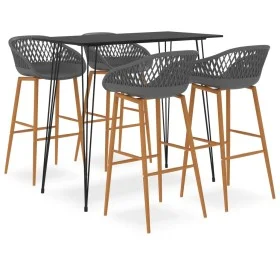 Mesa alta y taburetes de bar 5 piezas negro y gris de , muebles para cocinas y comedores - Ref: Foro24-3057380, Precio: 352,6...