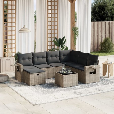 Set de sofás de jardín 8 pzas y cojines ratán sintético gris de , Conjuntos de jardín - Ref: Foro24-3263846, Precio: 474,14 €...
