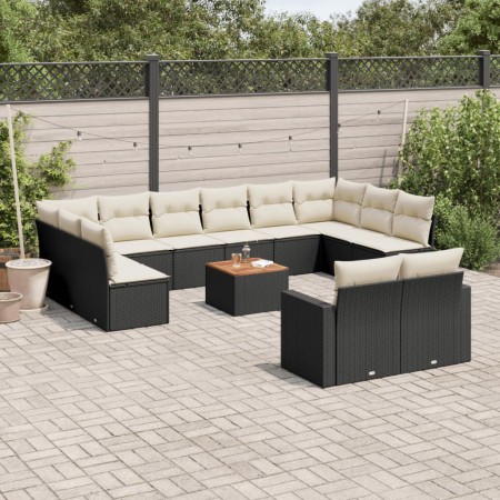 Set de sofás de jardín y cojines 13 pzas ratán sintético negro de , Conjuntos de jardín - Ref: Foro24-3256686, Precio: 786,29...