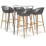 Mesa alta y taburetes de bar 5 piezas blanco y gris de , muebles para cocinas y comedores - Ref: Foro24-3057408, Precio: 342,...